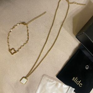 Gold Necklace and Bracelet Set